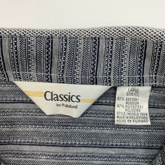 Vintage Palmland Classics Polo Shirt Mens L Large Gray Striped Cotton Blend - Picture 4 of 8